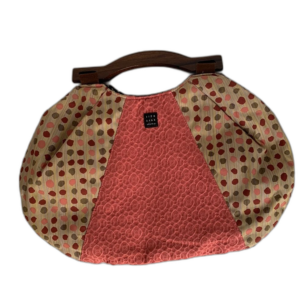 Lisa Lill Studio NWOT Women's Tan Black Wooden Handle Reversible Bermuda Bag